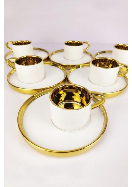 Porselen 6’lı Kahve Fincan Takımı Beyaz - İST-85 fiyatları