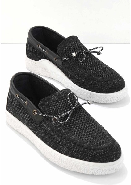 Siyah Keten Erkek Casual Ayakkabı E01107114518