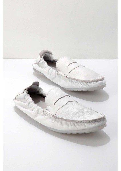 Beyaz Leather Erkek Loafer Ayakkabı E01323092003