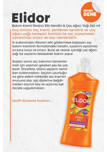 Bakım Kremi Onarıcı Etki Keratin & Çay Ağacı Yağı 265 ml fiyatları