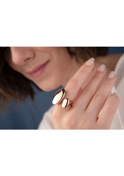 14 Ayar Altın Rose Büyük Diskli Avangart Yüzük fiyatları