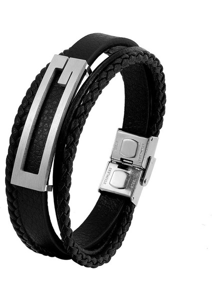 Erkek El Örgüsü Baş Deri Bileklik (Yurt Dışından)