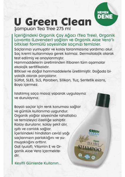 Green Clean Şampuan Tea Tree 275 ml