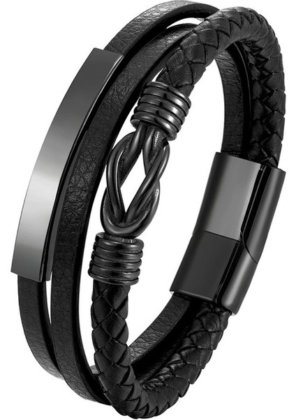 Erkek El Örgüsü Baş Deri Bileklik (Yurt Dışından)
