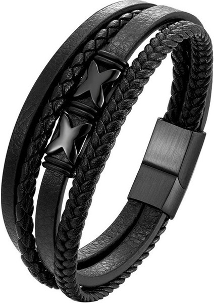 Erkek El Örgüsü Baş Deri Bileklik (Yurt Dışından)
