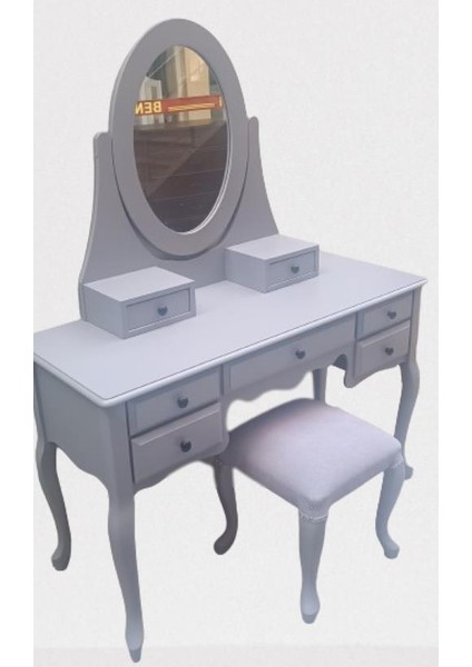 Dresuar Makyaj Masa 7 Çekmece Kayın Aslan Ayak Parlak Lake Gri Hareketli Ayna Kutuda Sevk El Yapım modelleri