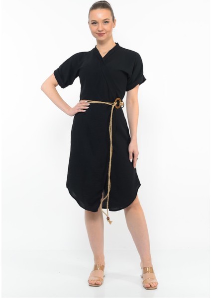 Kadın Kemer Detaylı Aerobin Elbise Sıyah fiyatları