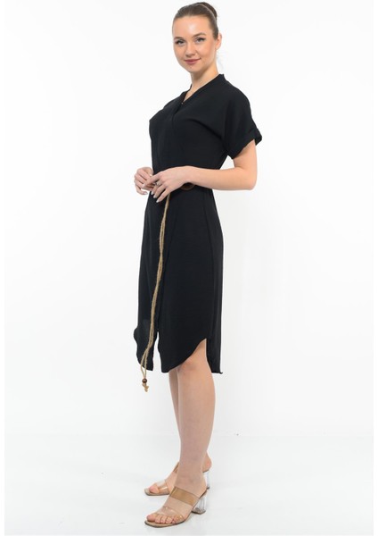Kadın Kemer Detaylı Aerobin Elbise Sıyah indirimleri