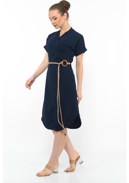 Kadın Kemer Detaylı Aerobin Elbise Lacıvert fiyatları