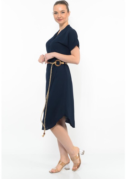 Kadın Kemer Detaylı Aerobin Elbise Lacıvert modelleri