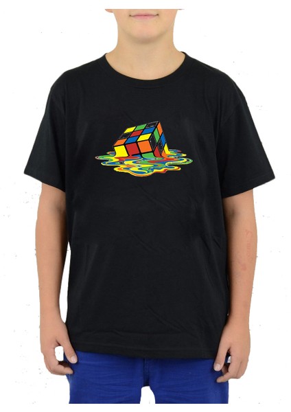 Rubik Küp Çocuk Tişört Siyah Unisex