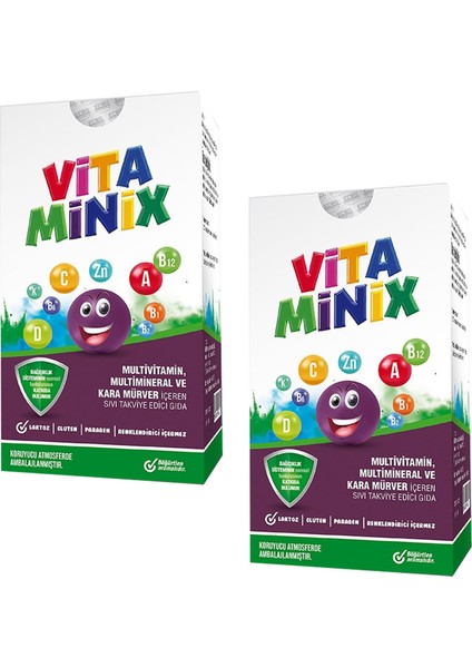Vitamınix Multivitamin,multimineral ve Kara Mürver Içeren Sıvı Takviye Gıda 150 ml 2 Adet