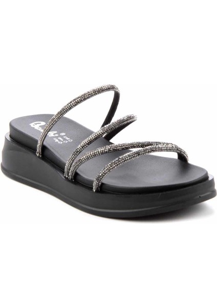 Platin Taşlı Kadın Terlik Düz Topuklu Konforlu Tekstil Malzeme modelleri