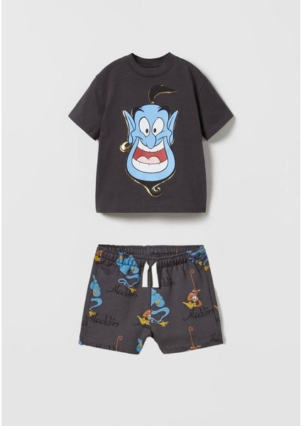 Erkek Çocuk Alaadin ve Mickey Baskılı Pamuk Şortlu Takım