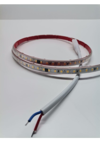 1 Metre  220V Silikonlu Yapışkanlı 10 cm Kesimli Hortum Şerit LED  Beyaz