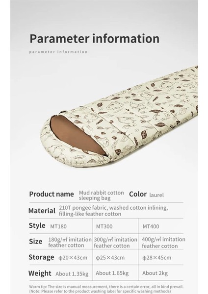 Naturehike Cute Mud Rabbit MT300 Zarf Trazı Pamuklu Uyku Tulumu -13°c fiyatları