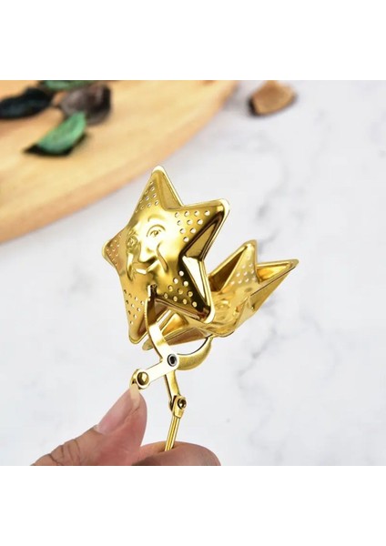 Yıldız Tasarımlı Gold Paslanmaz Çelik Çay Süzgeci modelleri