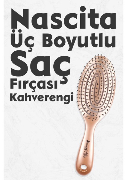 Üç Boyutlu Oval Saç Fırçası Kahverengi