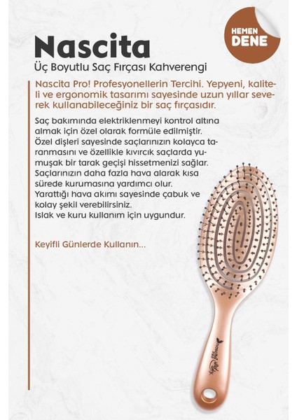 Üç Boyutlu Oval Saç Fırçası Kahverengi fiyatları