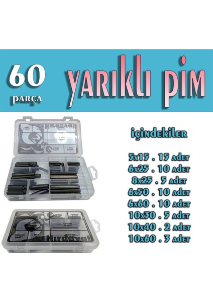60 Parça Yarıklı Pim Seti