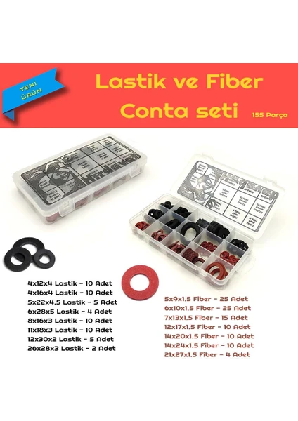 Site Hırdavat Kauçuk ve Fiber Conta Seti, 155 Parça