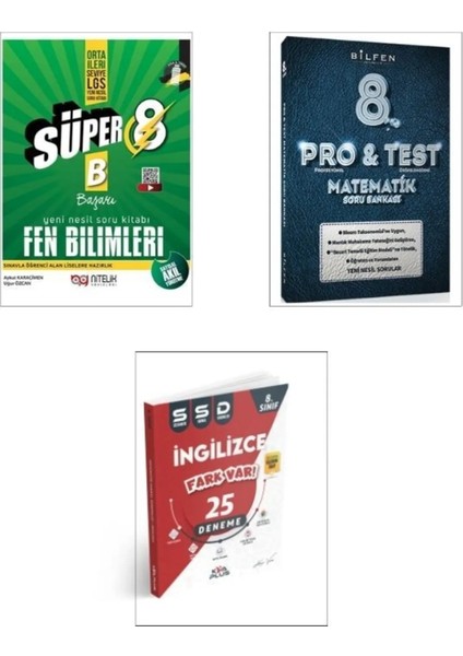 8sınıf Yeni Süper Fen Soru + Bilfen LGS Pro Test Matematik + Kva Yayınları Koray Varol Yayınları