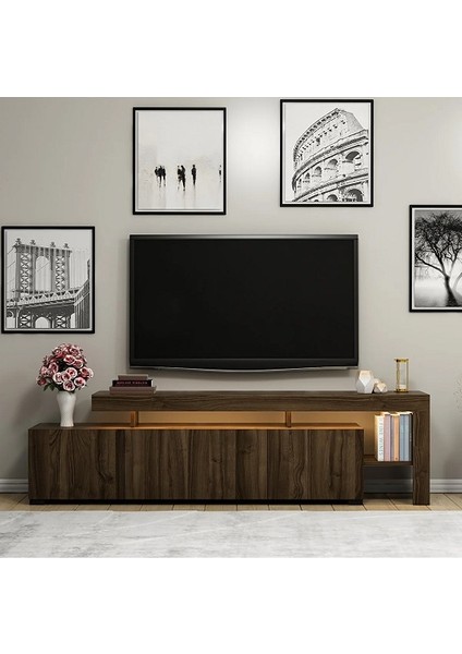 BMdekor Tv Sehpası Buğra Ceviz LED Işıklı 192 cm