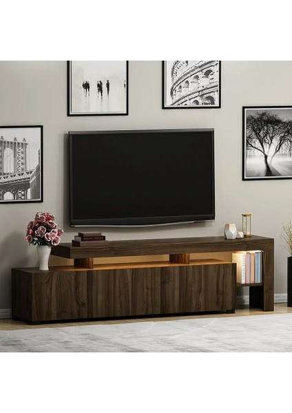 BMdekor Tv Sehpası Buğra Ceviz LED Işıklı 192 cm