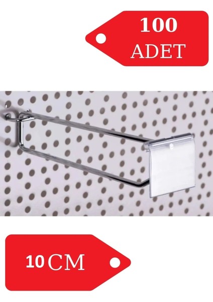 10 cm 100 Adet Etiket Askılı Delikli Pano Kancası Raf Askısı