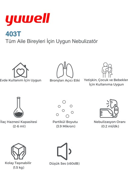 Kompresörlü Taşınabilir Hava Makinesi Nebulizatör CE403T