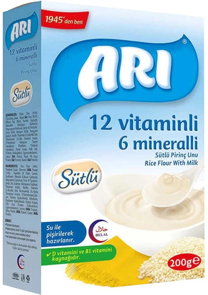 Arı Mama 12 Vitaminli 6 Mineralli Sütlü Pirinç Unu 200 gr