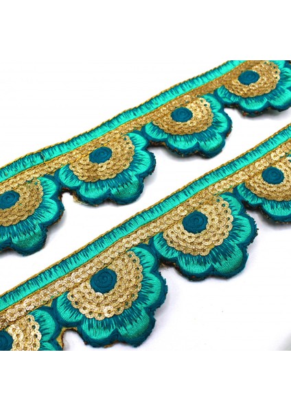 Hint Işi Şerit Pullu Motif Çiçek Turkuaz modelleri