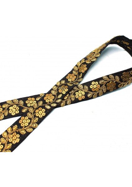 Hint İşi Şerit Pullu Çiçekli Siyah indirimleri