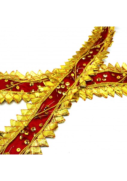 Hint İşi Şerit Zarif Pullu Altın-Bordo