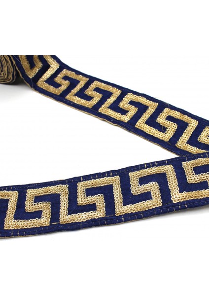 Hint İşi Şerit Etnik Motif Lacivert