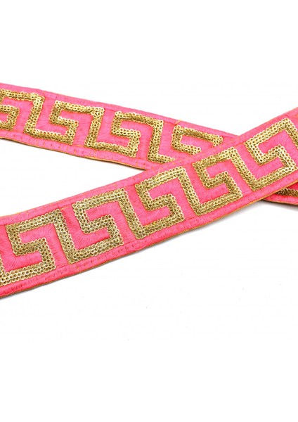 Hint İşi Şerit Etnik Motif Pembe