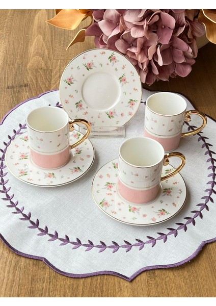 Türk Kahve Fincanı Rosa 12 Parça 6 Kişilik