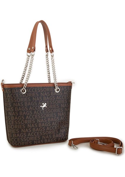 Kadın Omuz Çantası Kahve Taba Yazılı indirimleri