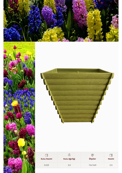 Ahşap Desen Çiçek Saksısı 1 Ad. 0,5 Lt -(ALY-501)