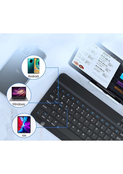 Duhalıne Tablet ve Telefonlar Için Şarjlı Kablosuz Türkçe Bluetooth Klavye