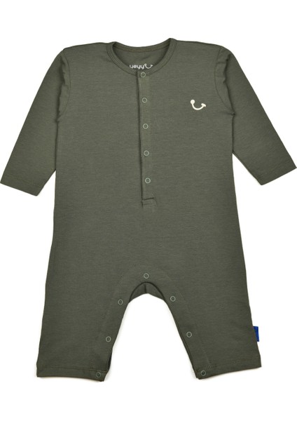 Pamuklu Uzun Kol Bebek Tulum Retro Green