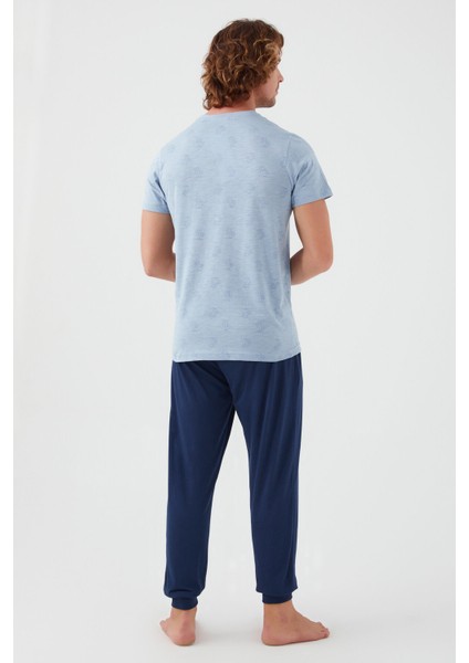 2504 Palm Tree Erkek Kısa Kol Pijama Takım
