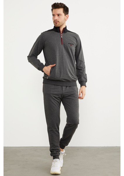 Dik Yaka Yarım Fermuarlı Eşofman Takım - Antrasit fiyatları