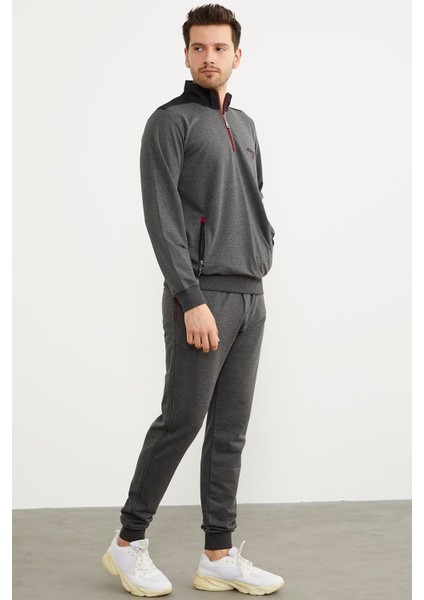 Dik Yaka Yarım Fermuarlı Eşofman Takım - Antrasit modelleri