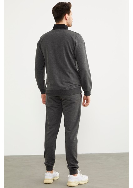 Dik Yaka Yarım Fermuarlı Eşofman Takım - Antrasit fırsatları