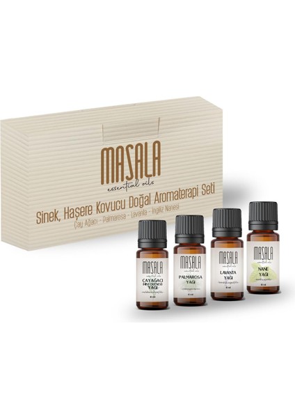 Sinek - Kene - Haşere Kovucu Aromaterapi Seti - Tick - Housefly Repellent Aromatherapy Kit (Nane 10 ml -Lavanta 10 ml - Çay Ağacı 10 ml -Palmarosa 10 Ml)