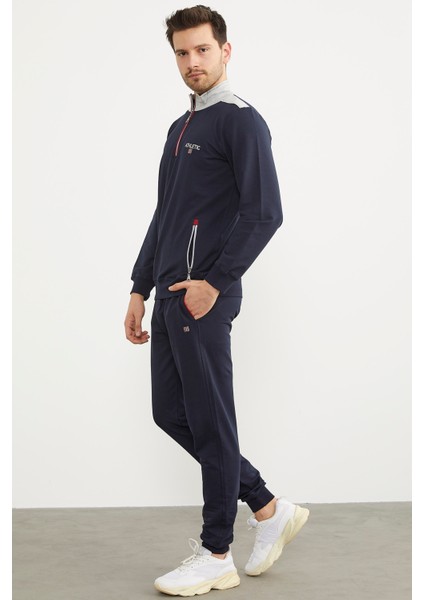 Dik Yaka Yarım Fermuarlı Eşofman Takım - Lacivert fırsatları