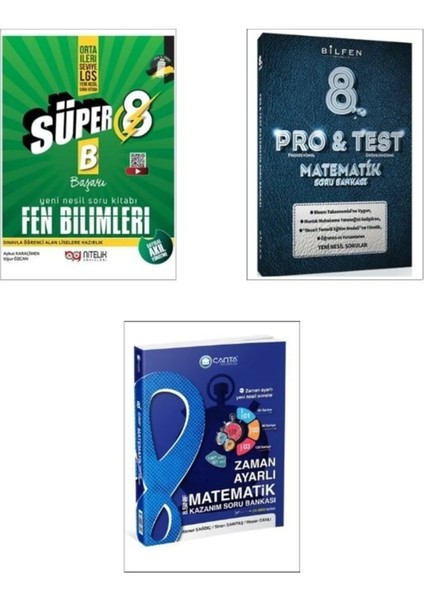 8. Sınıf Yeni Süper Fen Soru + Bilfen LGS Pro Test Matematik + Çanta Yayıncılık