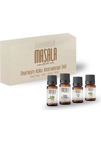 Premium Koku Aromaterapi Seti - Premium Aromatherapy Kit (Tonka Fasulyesi 10 ml -Ylang Ylang 10 ml - Vetiver 5 ml - Neroli 5 Ml)