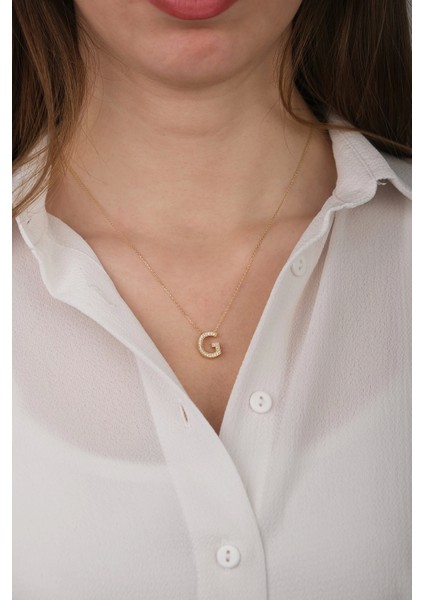 Güzide 14 Ayar Altın Taşlı G Harf Kolye fiyatları